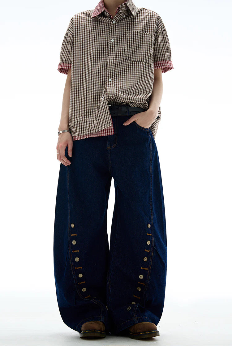 BUTTON-DETAIL KAI WIDE-LEG JEANS