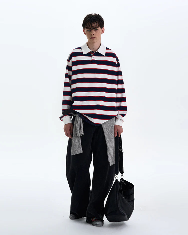 THE LONG SLEEVE STRIPED POLO №3 (10-DAY PRE-ORDER)