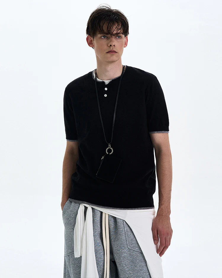 THE CONTRAST TRIM HENLEY TEE