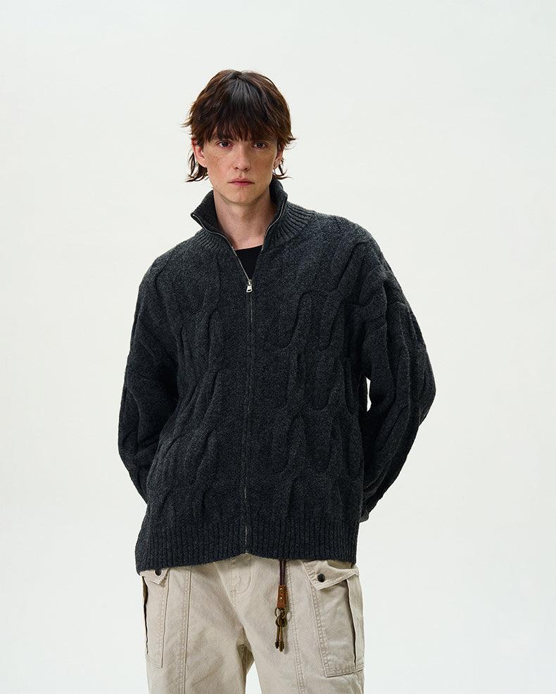 CAP-D'AIL CABLE KNIT ZIP-UP CARDIGAN - Revivo Avenue