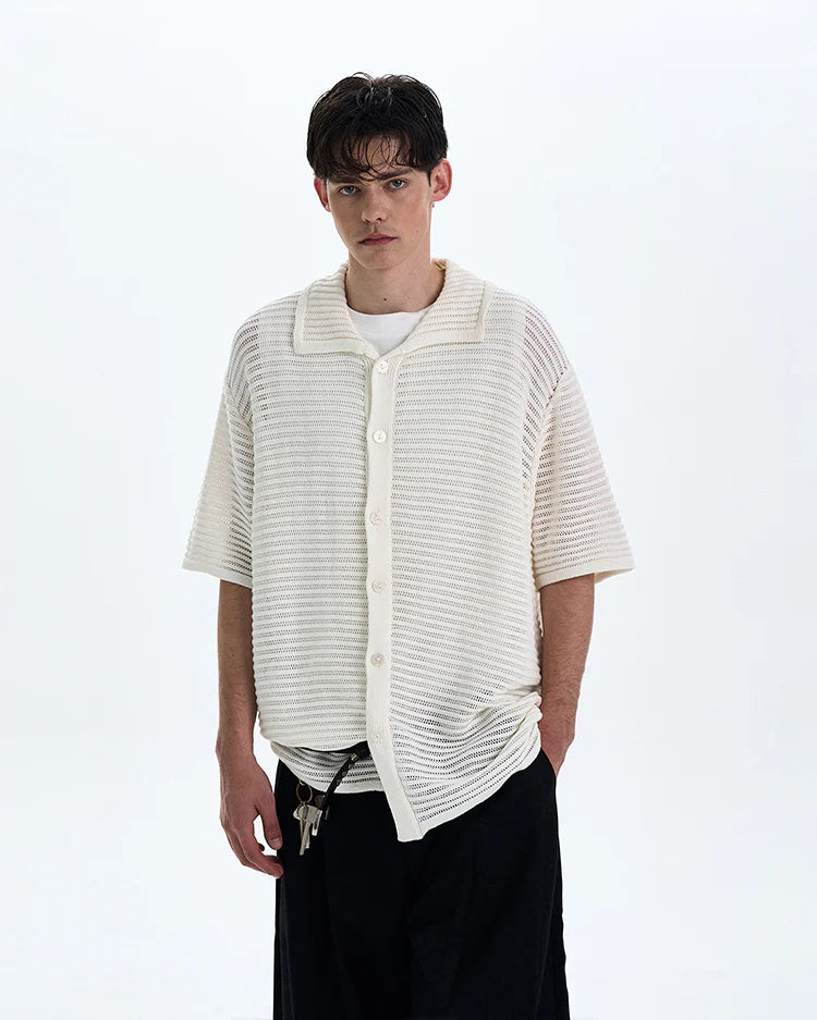 THE OPEN KNIT BUTTON POLO