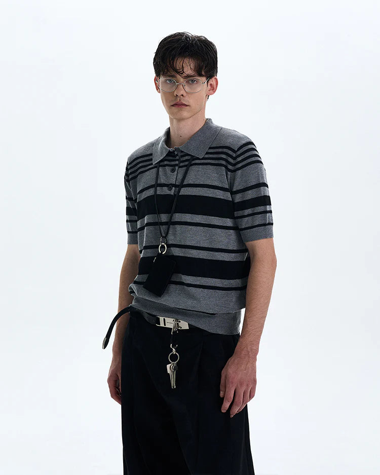 THE STRIPED KNIT POLO