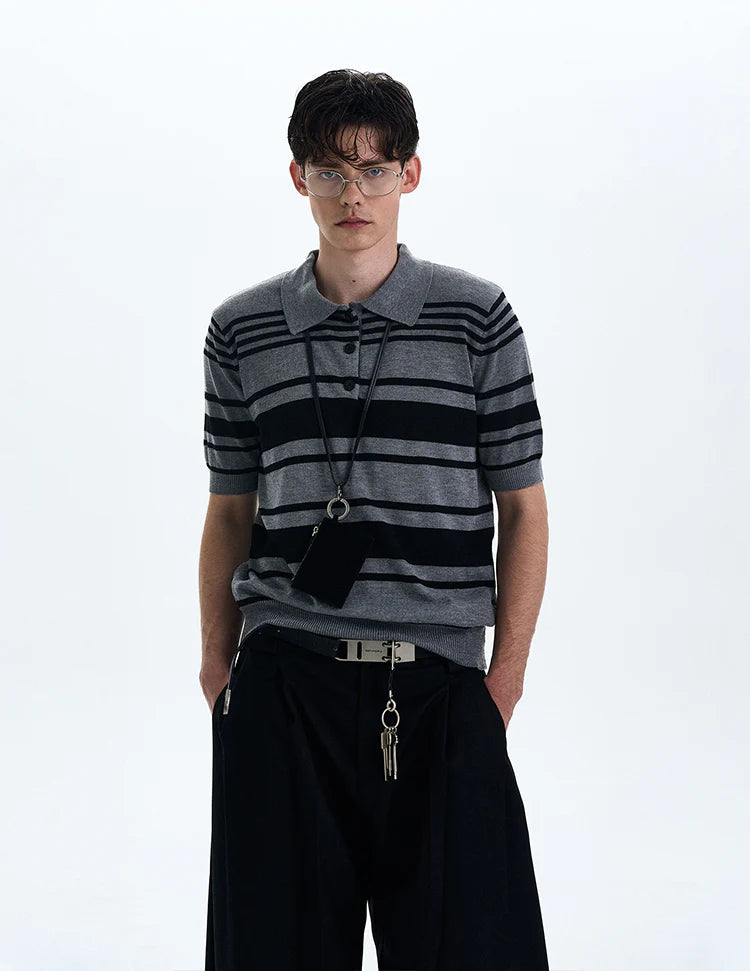 THE STRIPED KNIT POLO