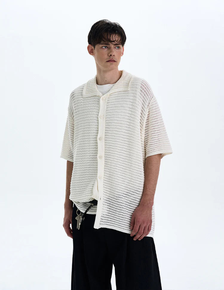 THE OPEN KNIT BUTTON POLO