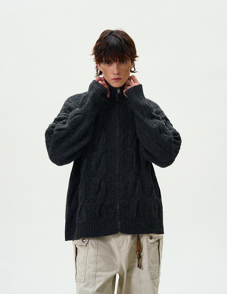 CAP-D'AIL CABLE KNIT ZIP-UP CARDIGAN - Revivo Avenue