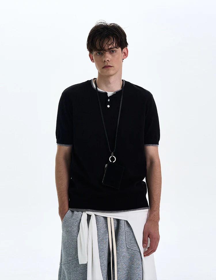 THE CONTRAST TRIM HENLEY TEE