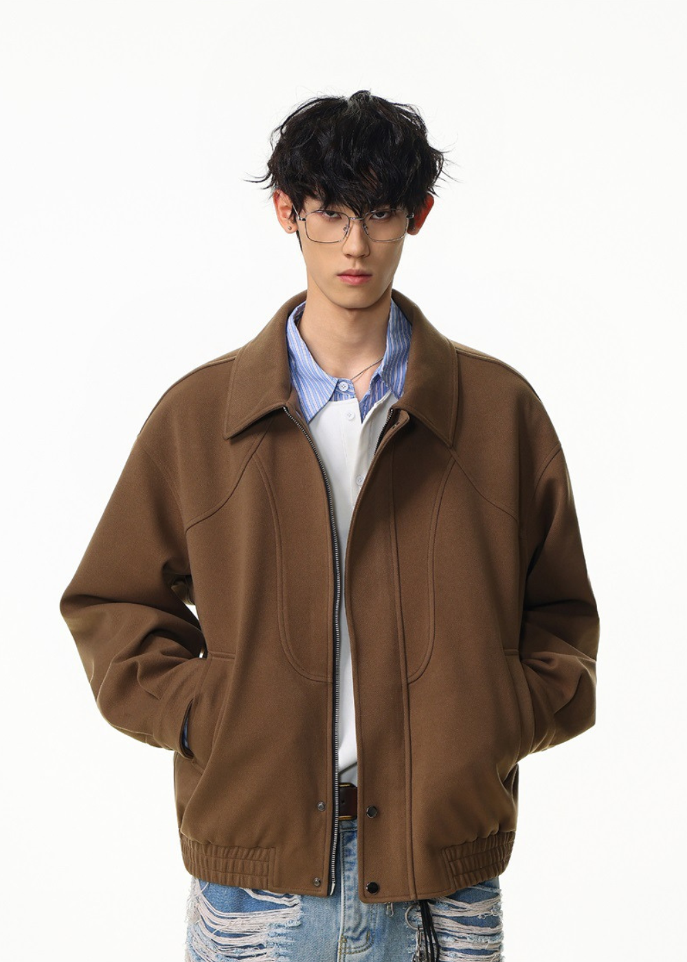 Structured Cotton Bomber Jacket