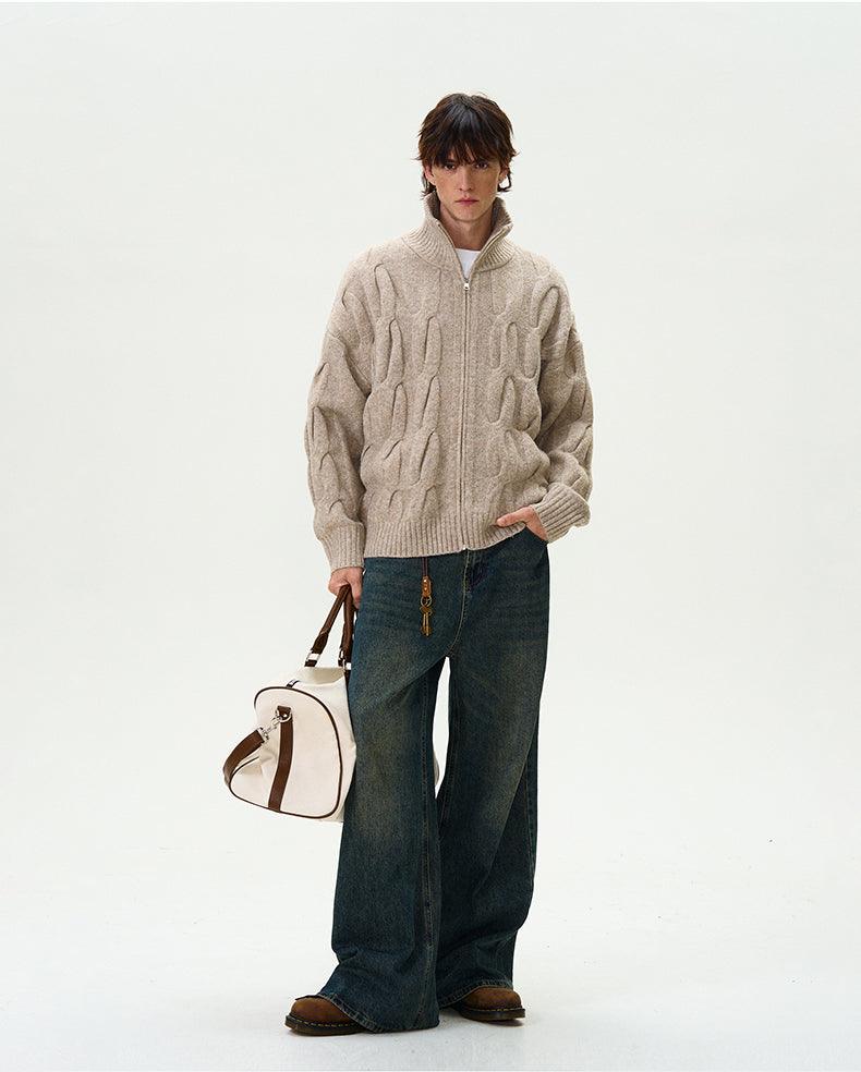CAP-D'AIL CABLE KNIT ZIP-UP CARDIGAN - Revivo Avenue