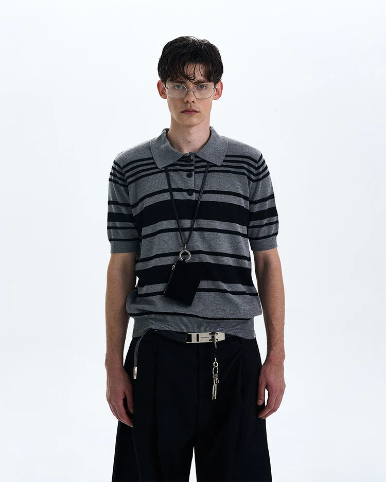 THE STRIPED KNIT POLO