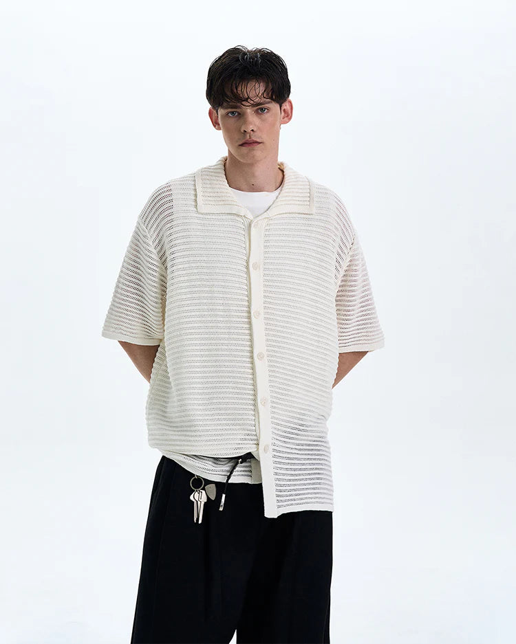 THE OPEN KNIT BUTTON POLO