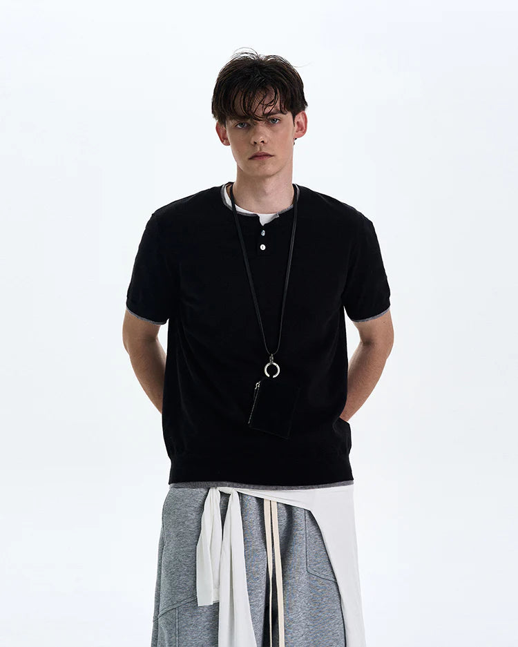 THE CONTRAST TRIM HENLEY TEE