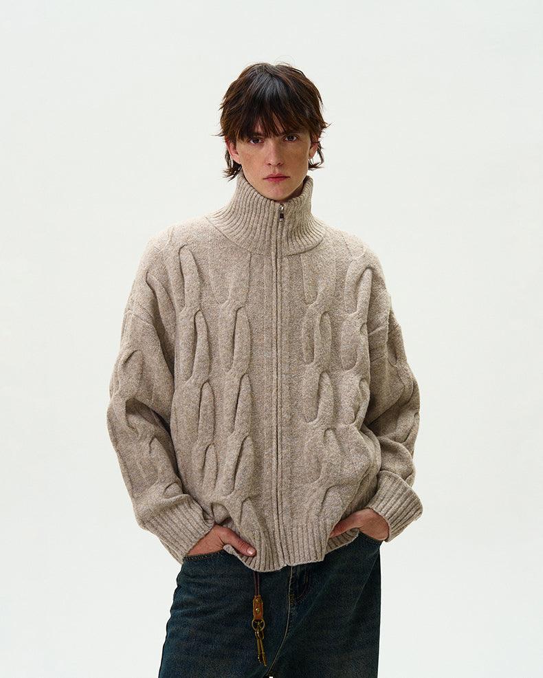 CAP-D'AIL CABLE KNIT ZIP-UP CARDIGAN - Revivo Avenue
