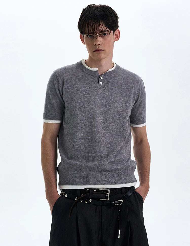THE CONTRAST TRIM HENLEY TEE