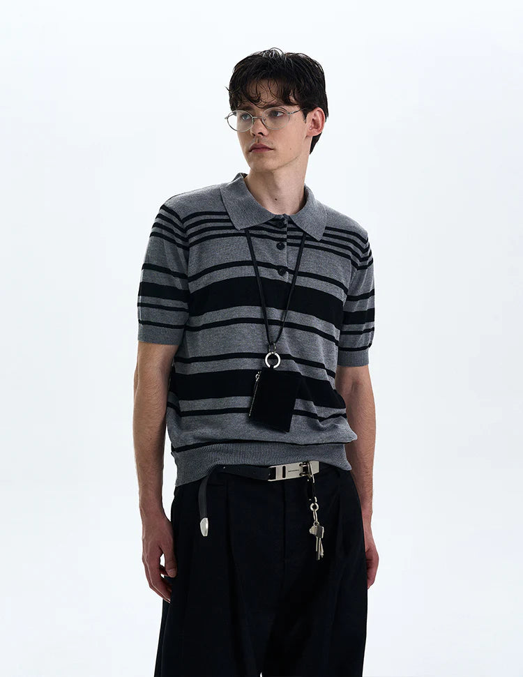 THE STRIPED KNIT POLO
