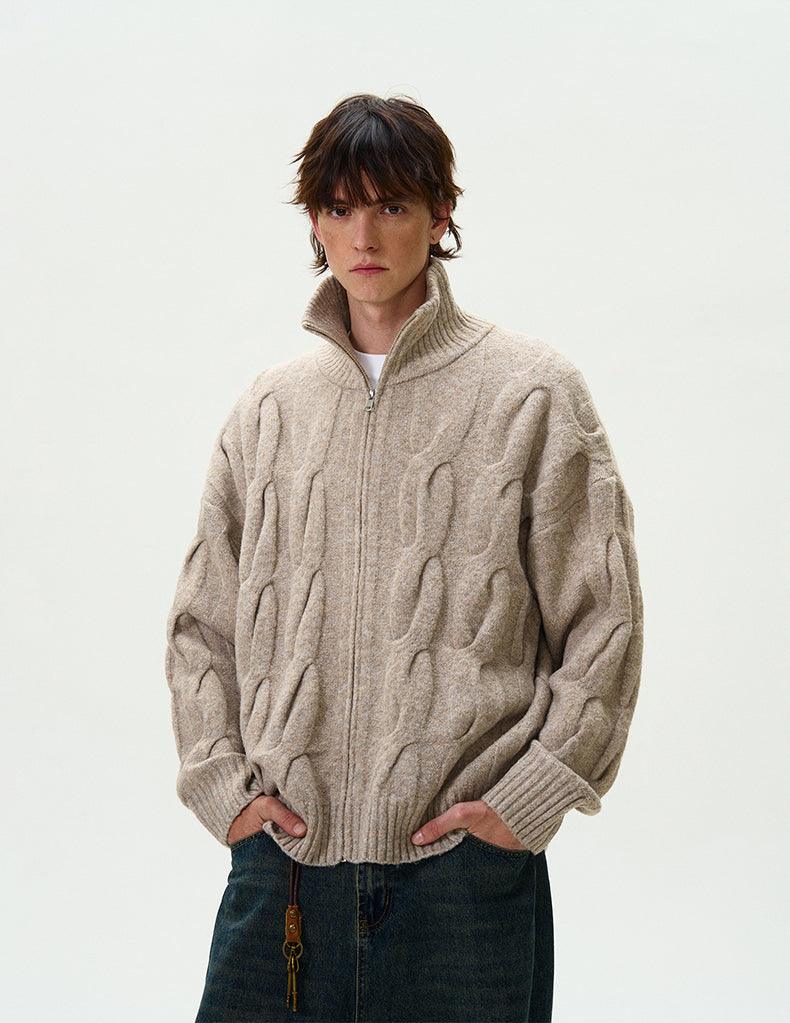 CAP-D'AIL CABLE KNIT ZIP-UP CARDIGAN - Revivo Avenue