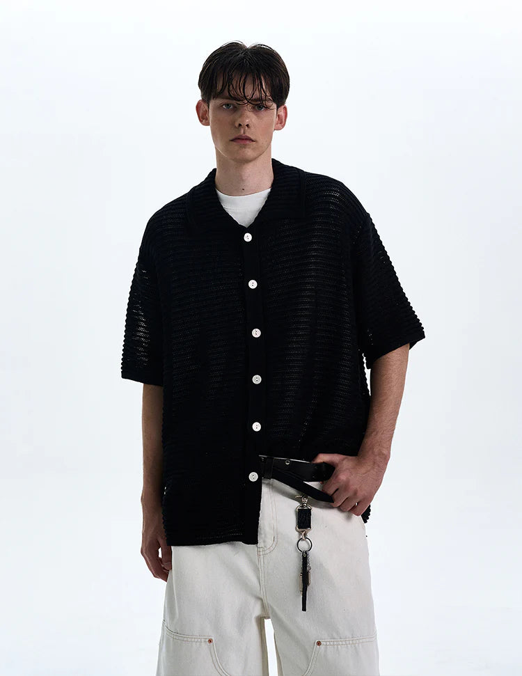 THE OPEN KNIT BUTTON POLO