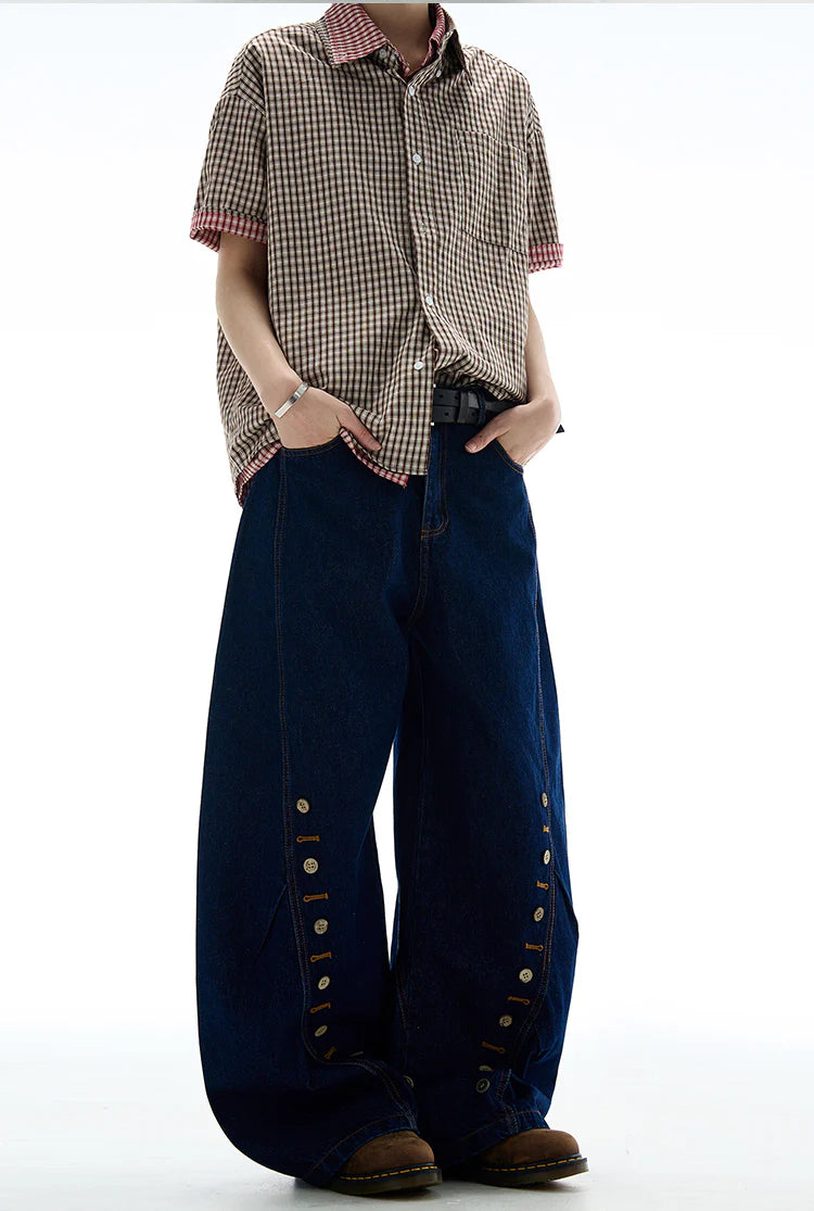 BUTTON-DETAIL KAI WIDE-LEG JEANS