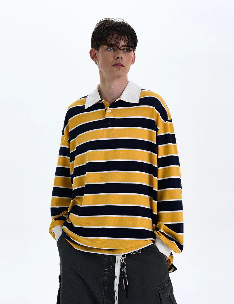 THE LONG SLEEVE STRIPED POLO №3 (10-DAY PRE-ORDER)