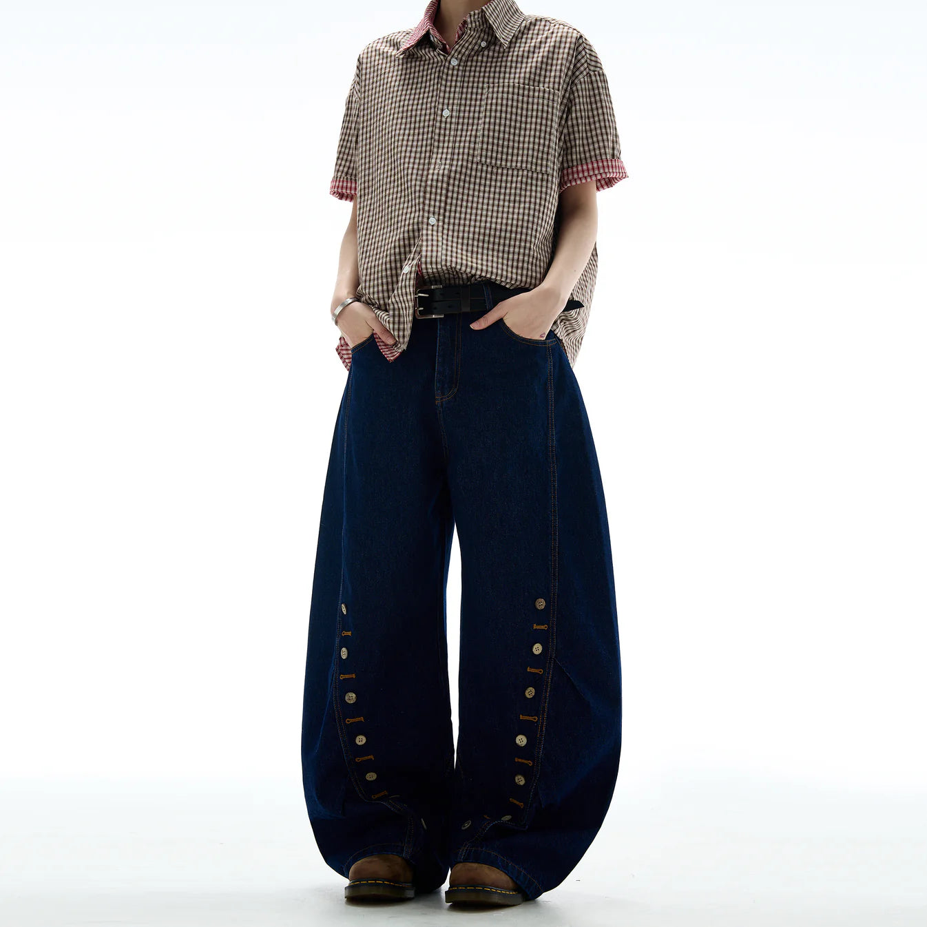 BUTTON-DETAIL KAI WIDE-LEG JEANS