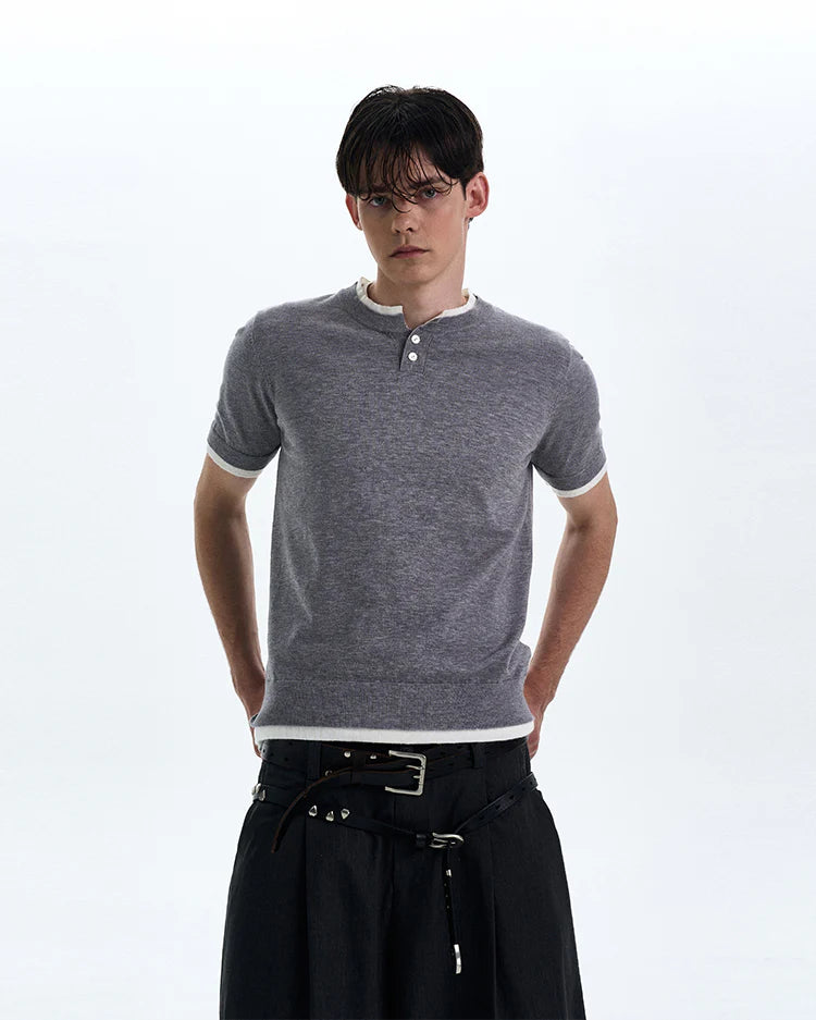 THE CONTRAST TRIM HENLEY TEE