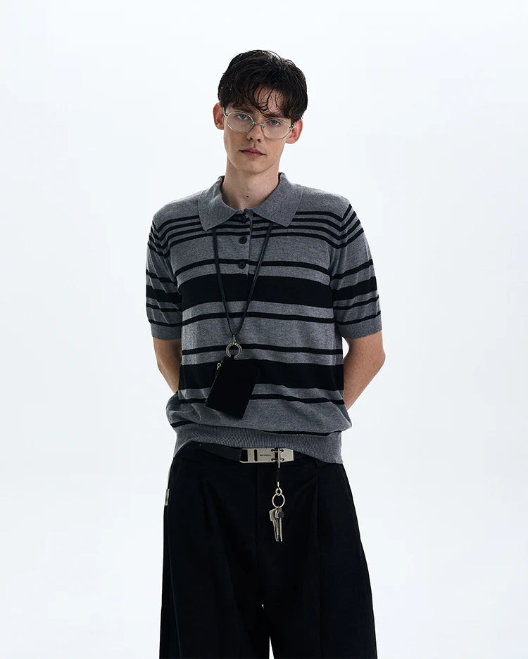 THE STRIPED KNIT POLO