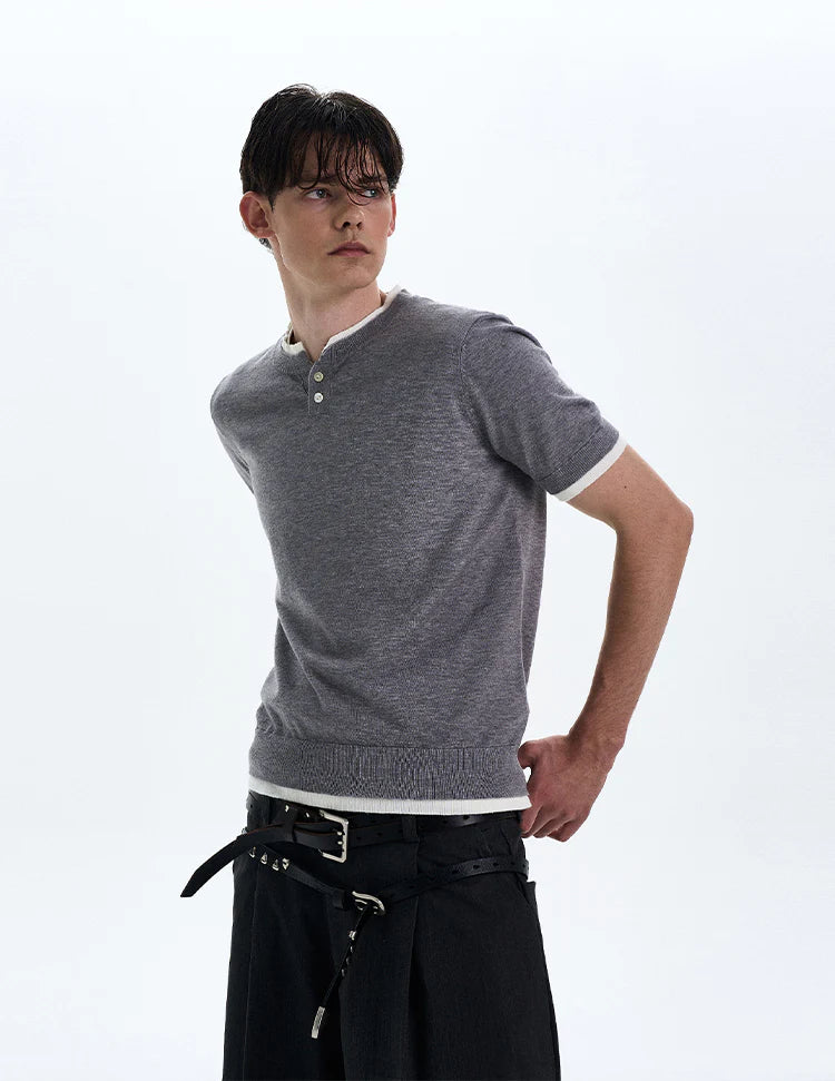 THE CONTRAST TRIM HENLEY TEE