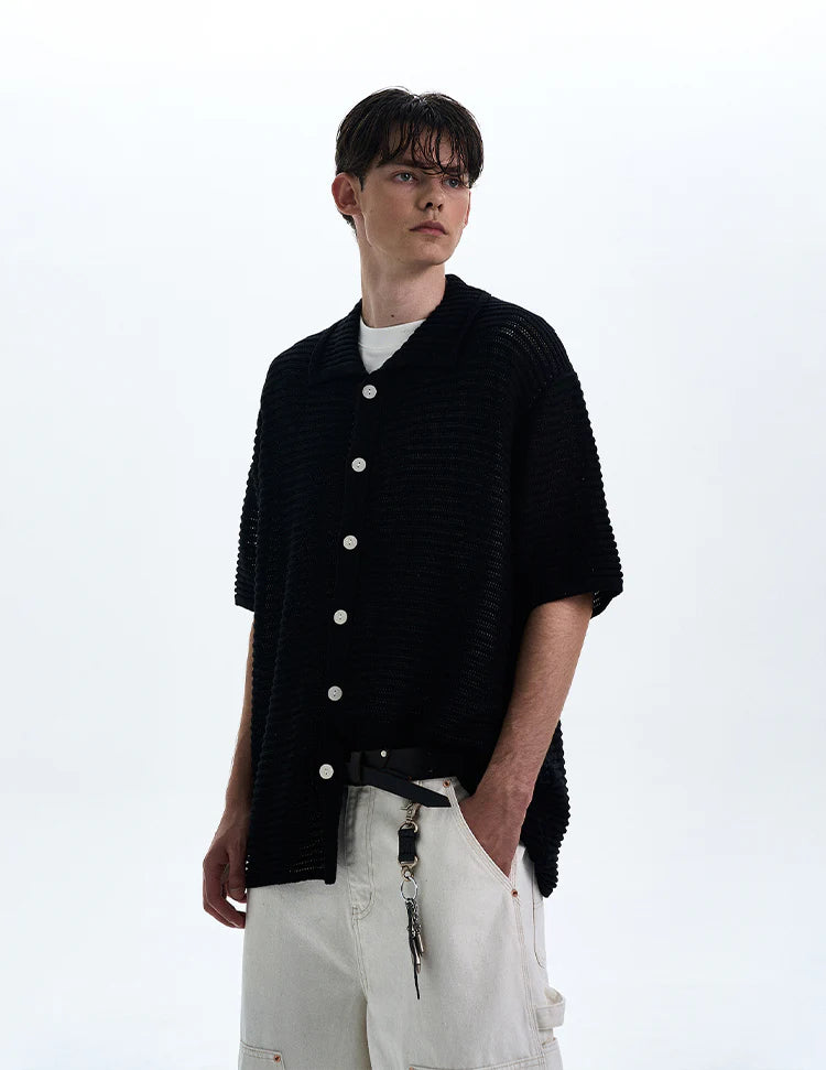 THE OPEN KNIT BUTTON POLO