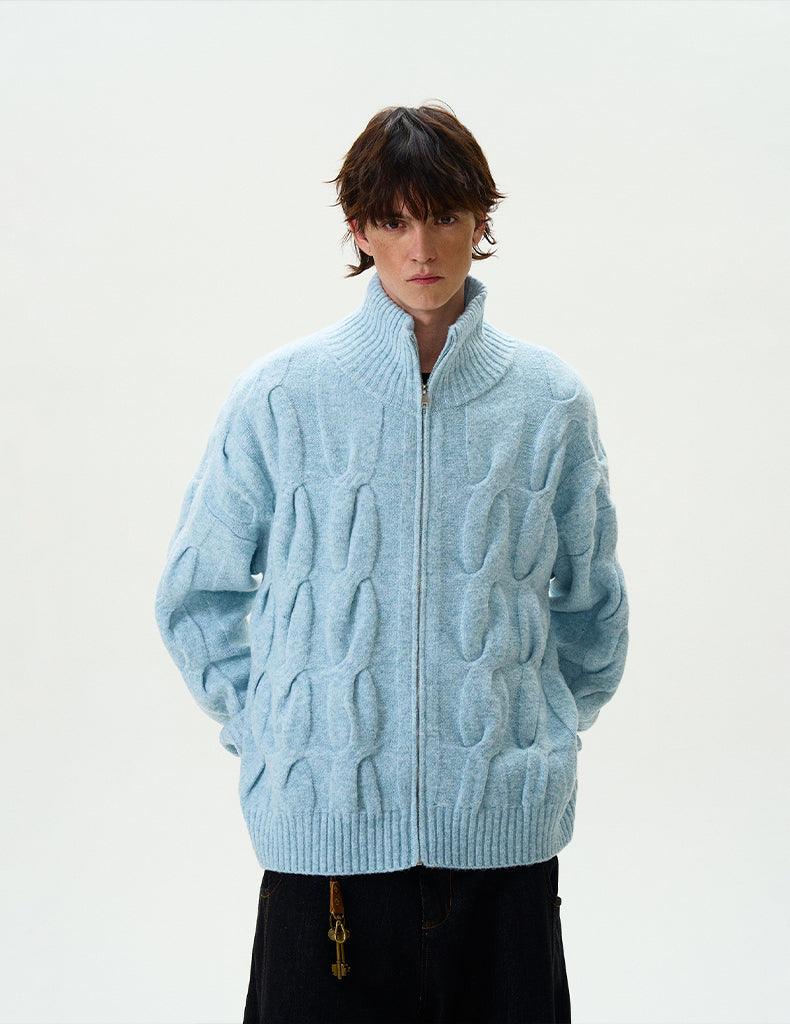 CAP-D'AIL CABLE KNIT ZIP-UP CARDIGAN - Revivo Avenue