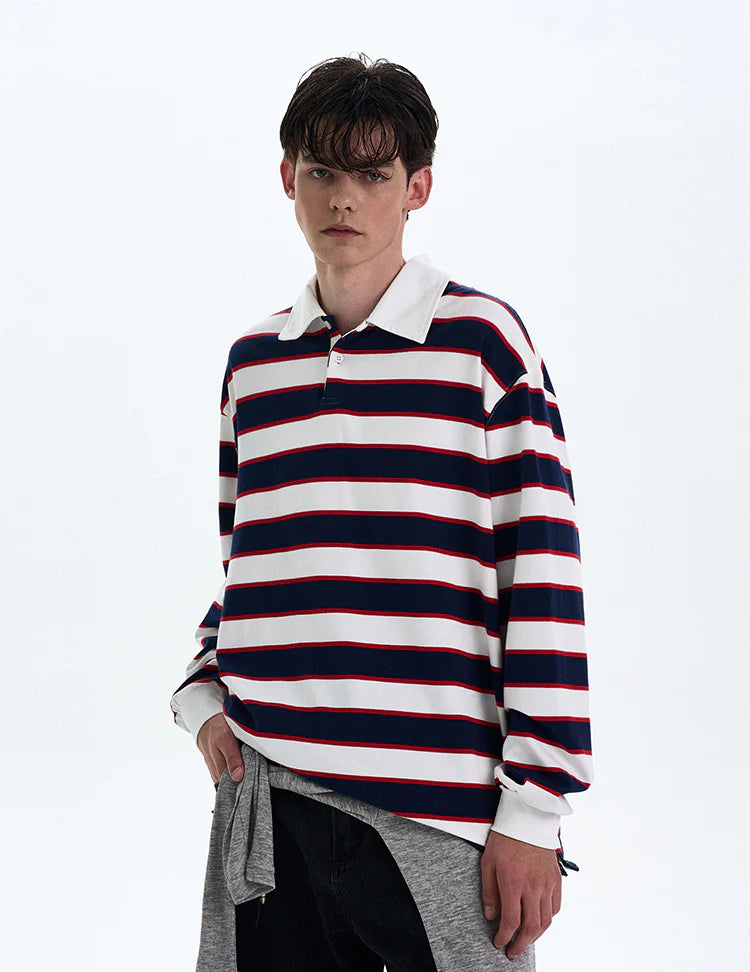 THE LONG SLEEVE STRIPED POLO №3 (10-DAY PRE-ORDER)