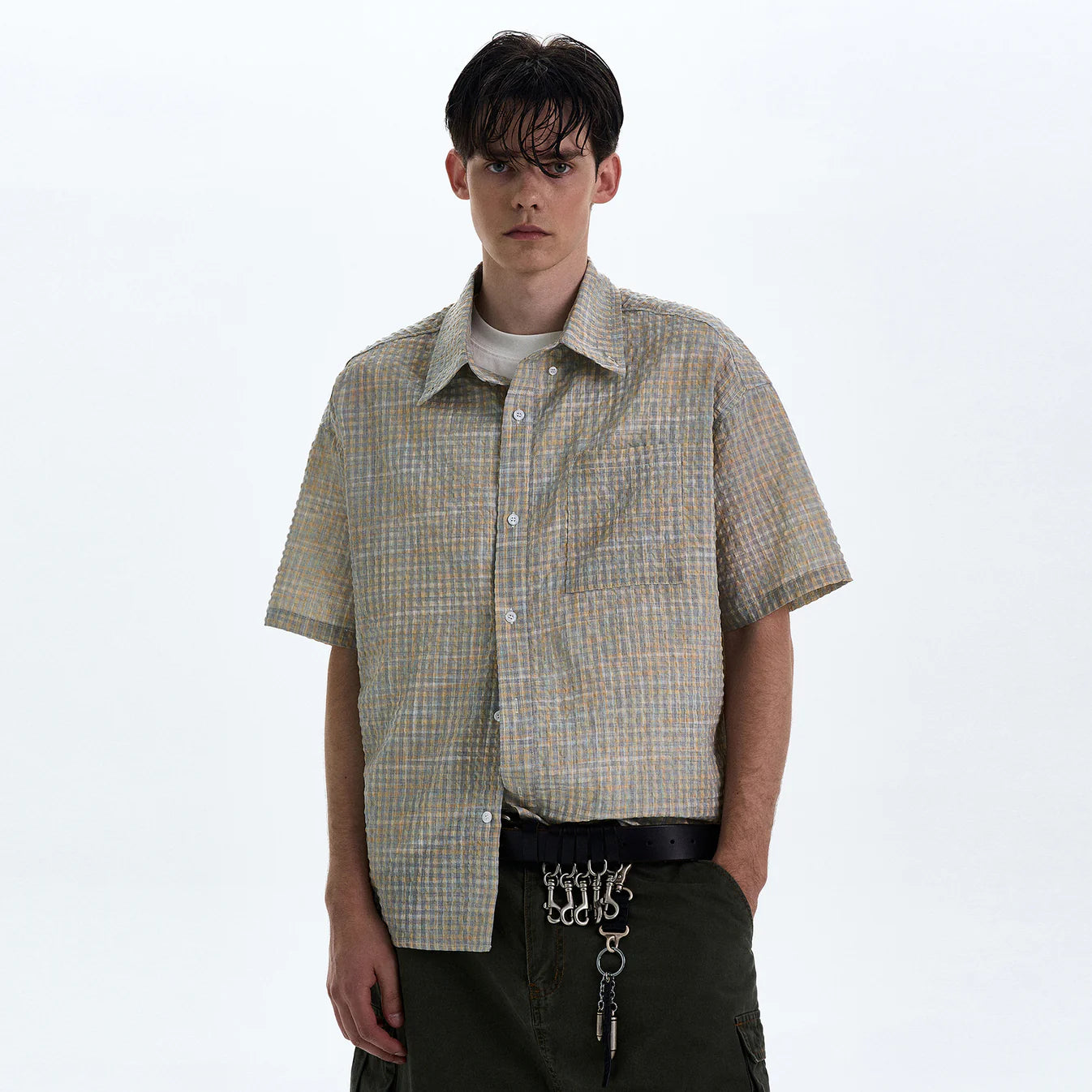 THE WOVEN GRID SHORT SLEEVE SHIRT