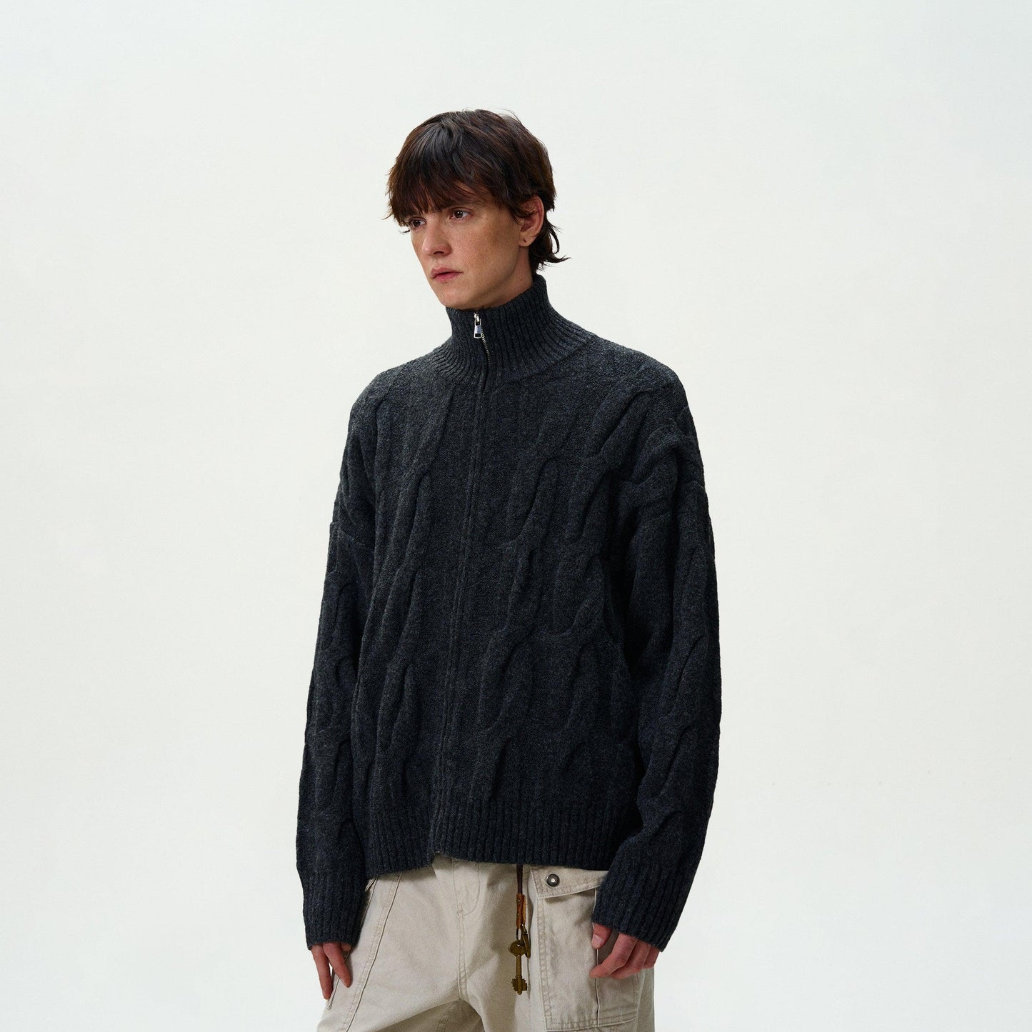 CAP-D'AIL CABLE KNIT ZIP-UP CARDIGAN - Revivo Avenue