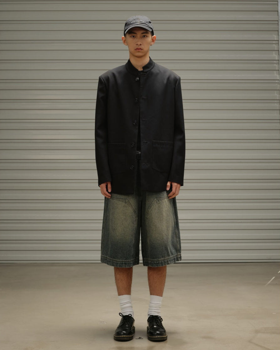 Oversized Denim Jorts Dark Wash Wide Fit