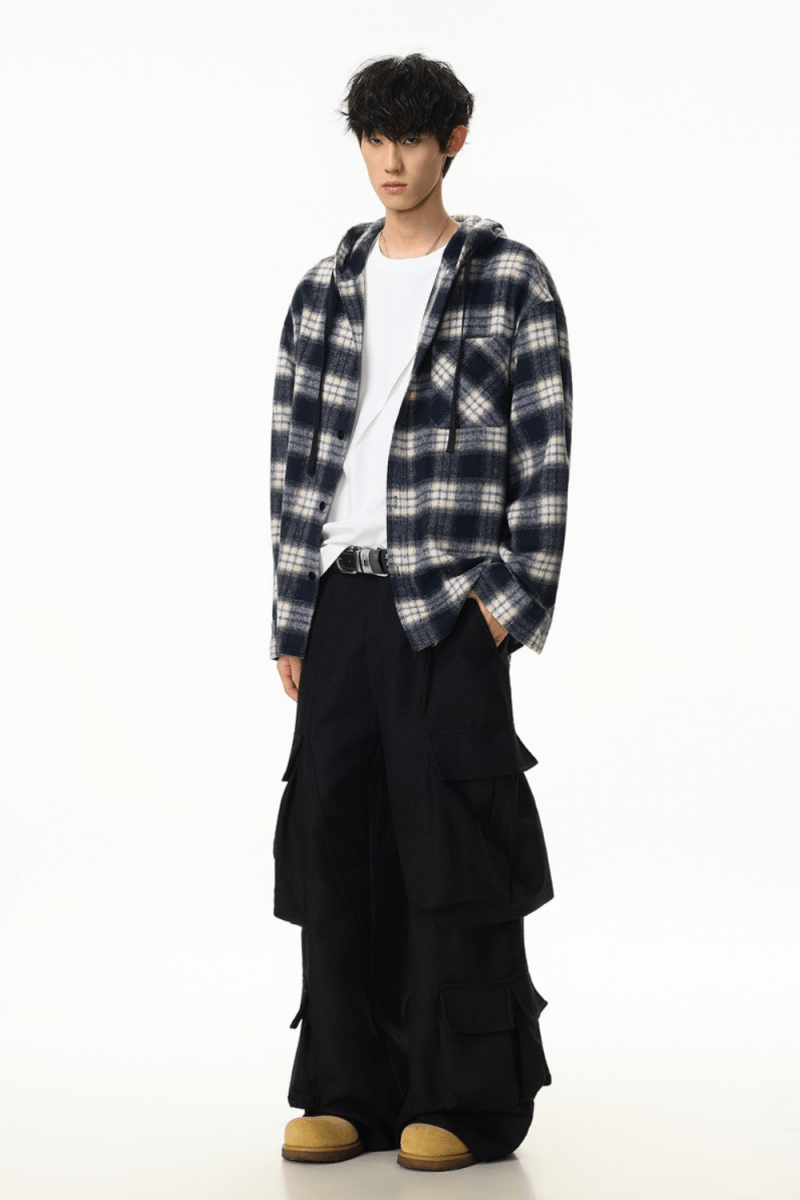 Checked Hooded Overshirt - Revivo Avenue