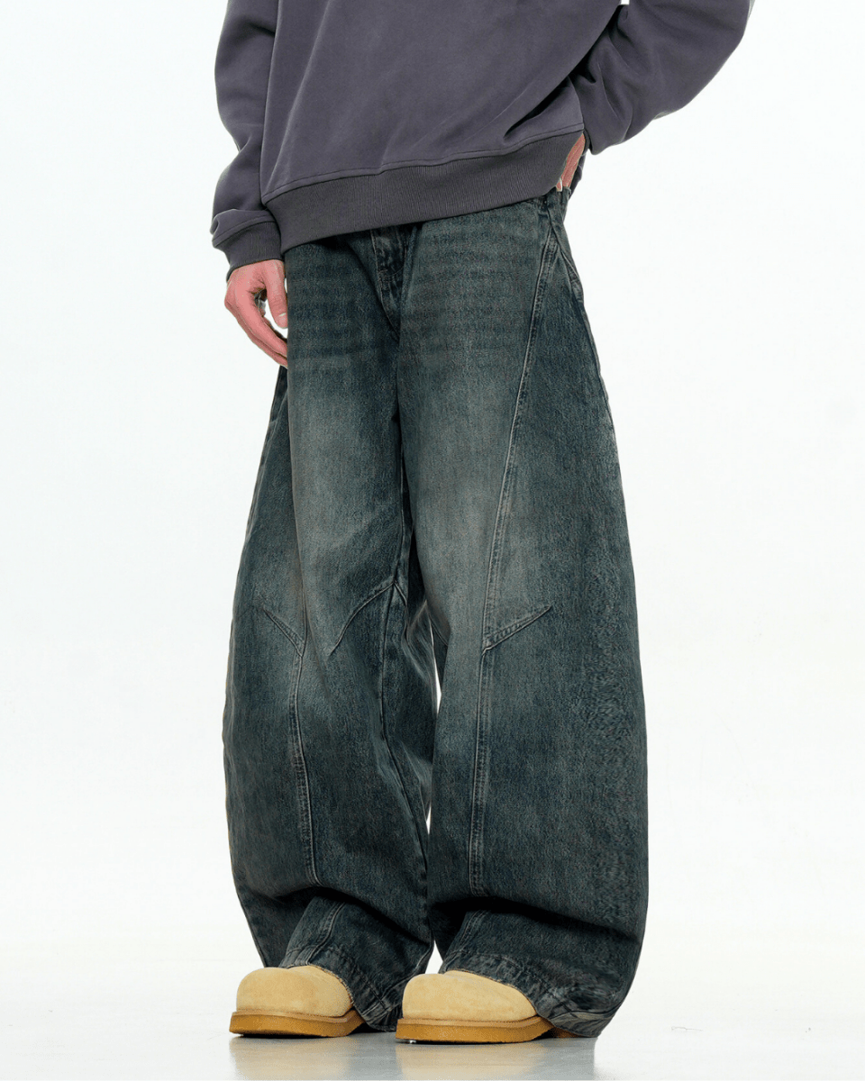 Osaka Curved Seam Wide Jeans - Revivo Avenue