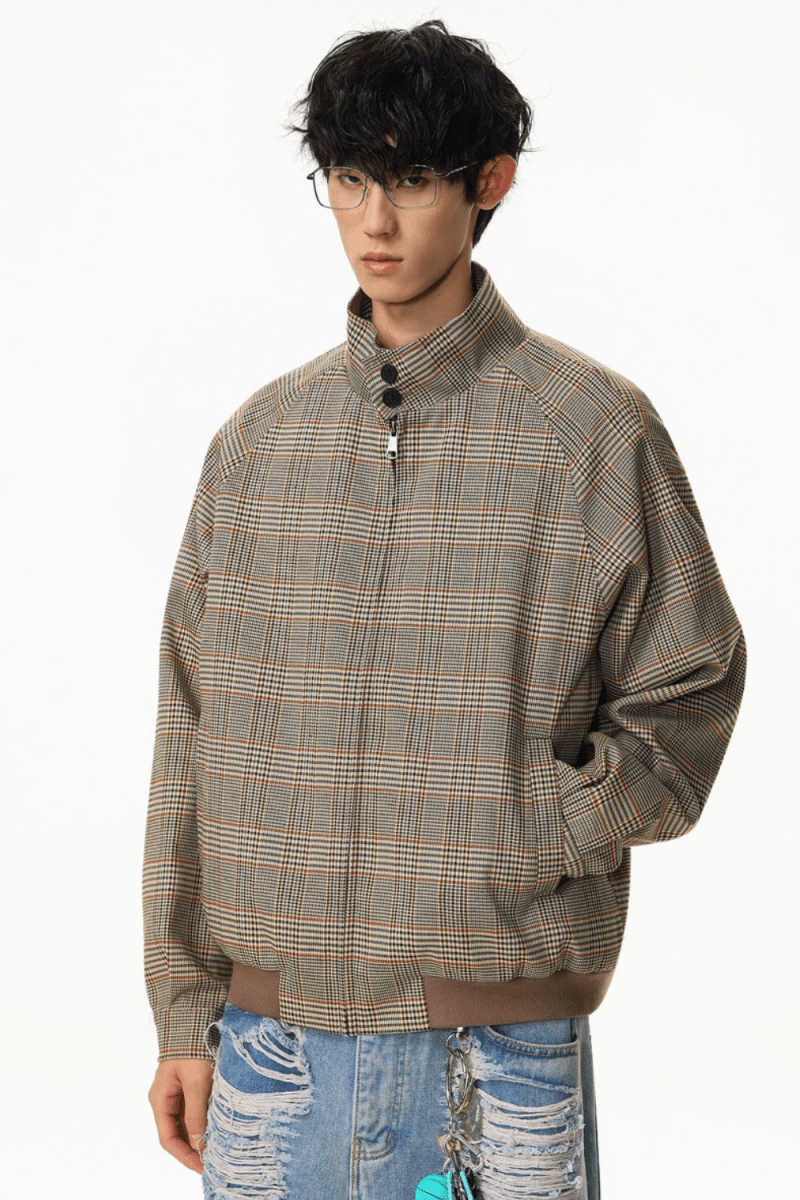 Signature Checkered Zip Jacket - Revivo Avenue