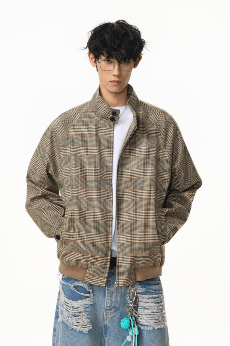 Signature Checkered Zip Jacket - Revivo Avenue