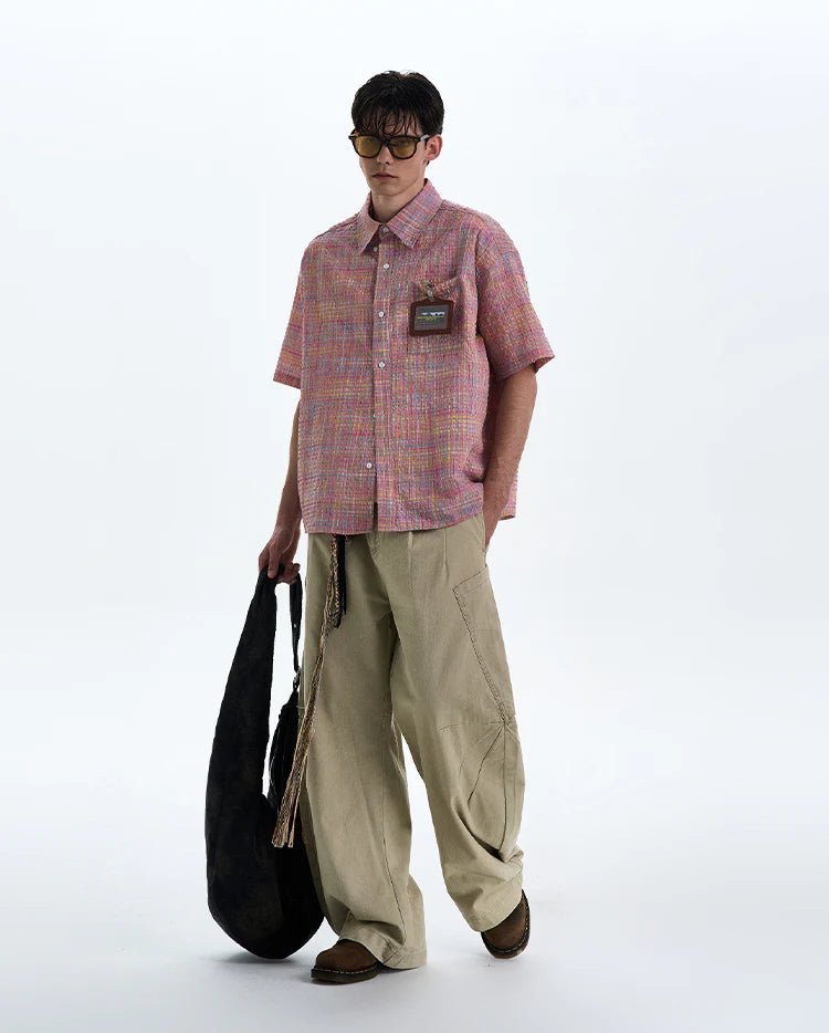 Woven Grid Short Sleeve Shirt - Revivo Avenue