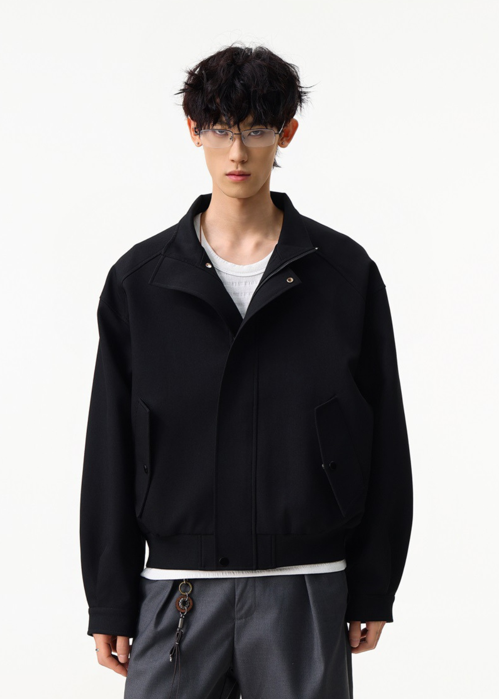 Structured Twill Bomber Jacket