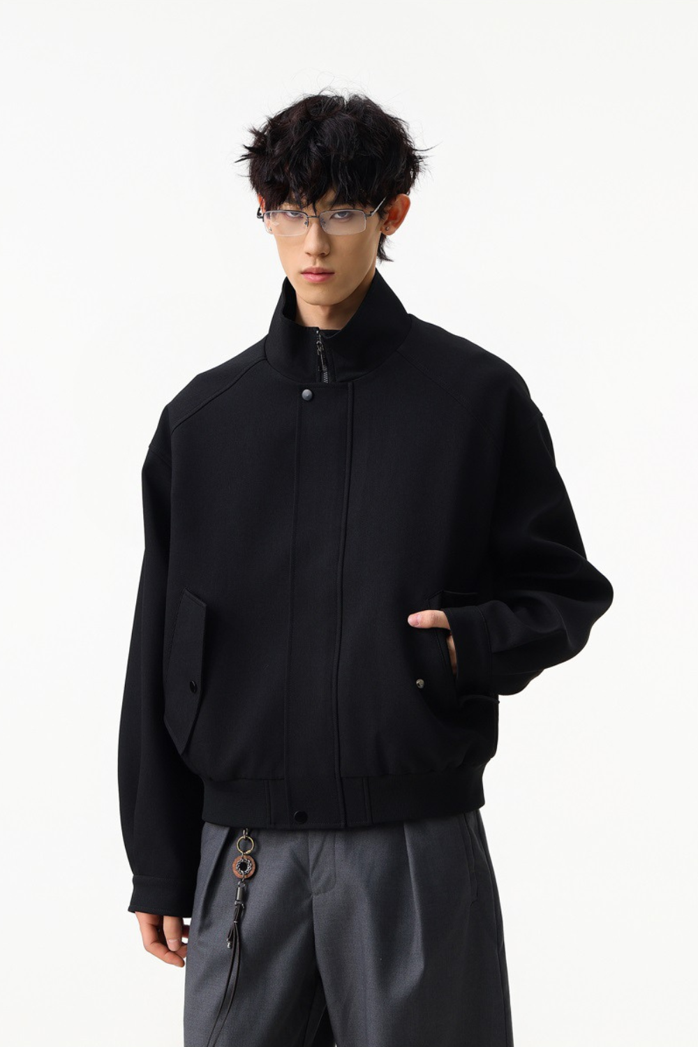 Structured Twill Bomber Jacket