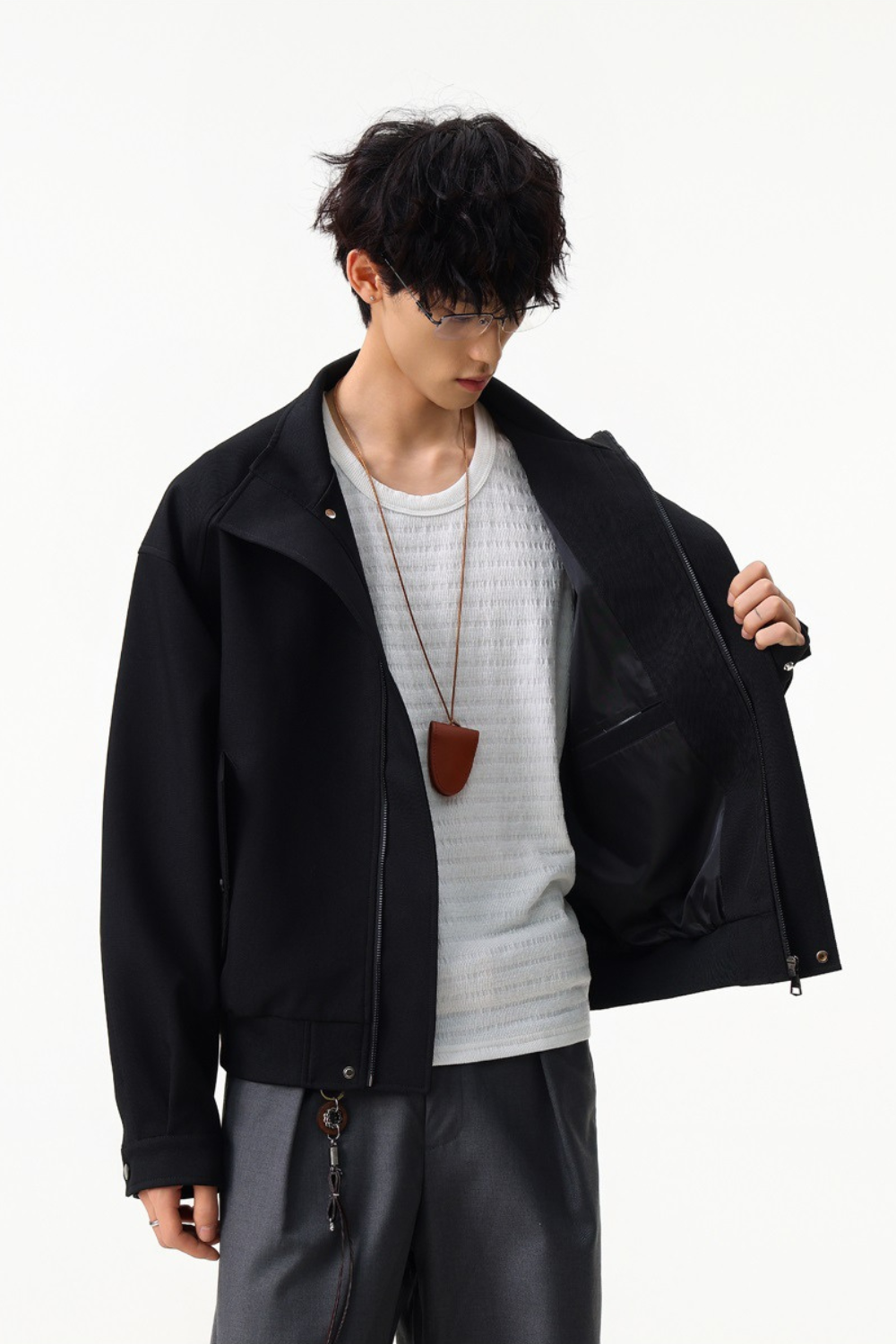 Structured Twill Bomber Jacket