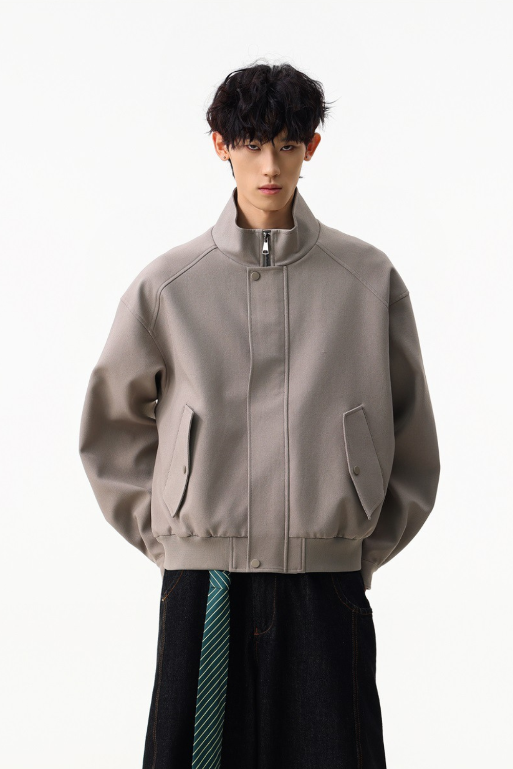 Structured Twill Bomber Jacket