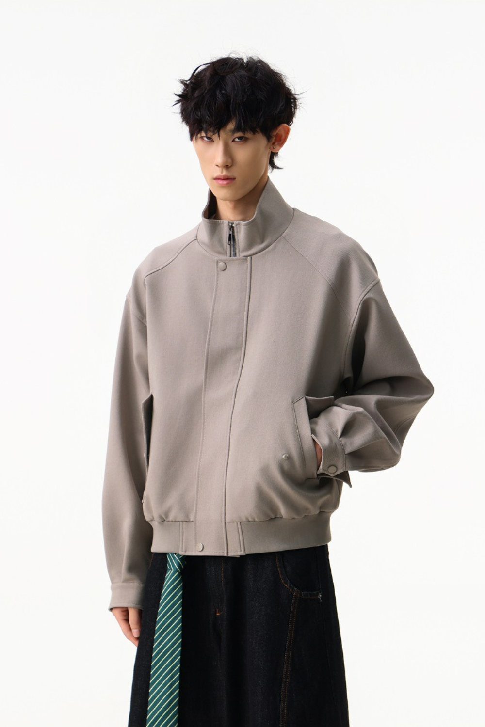 Structured Twill Bomber Jacket
