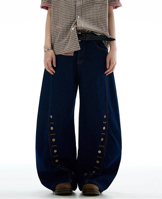 BUTTON-DETAIL KAI WIDE-LEG JEANS