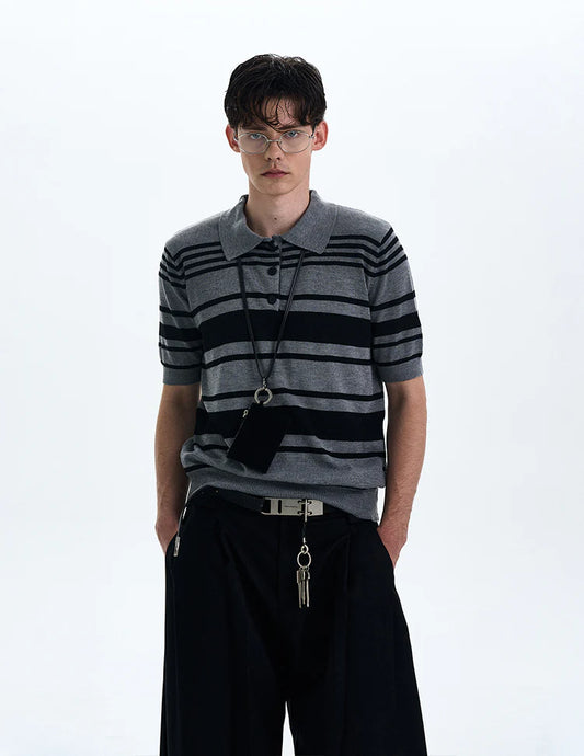 THE STRIPED KNIT POLO