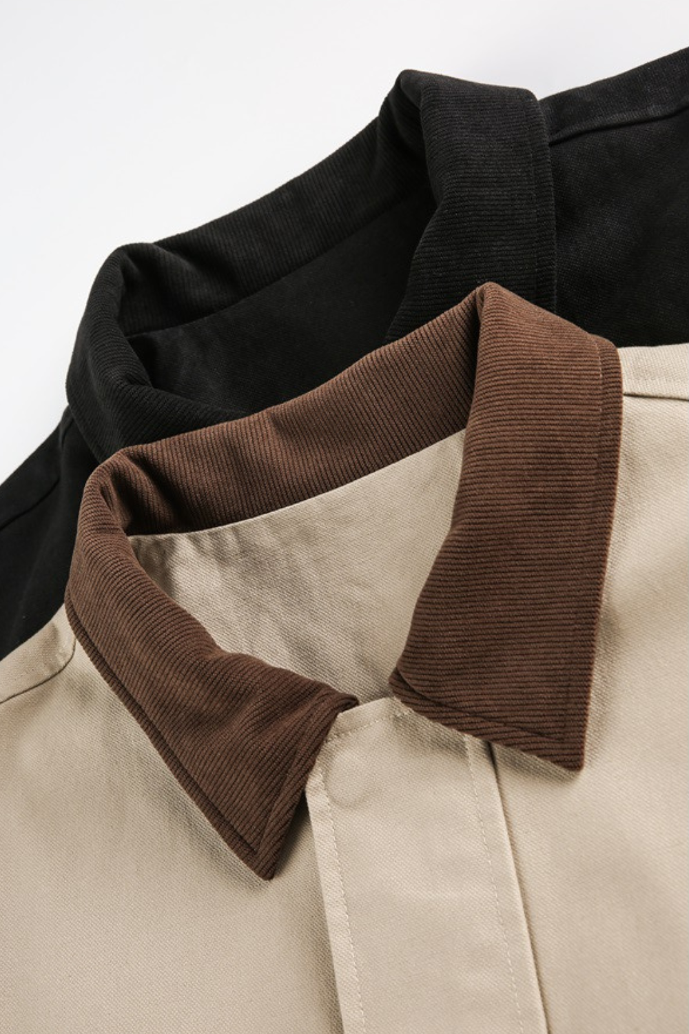 Contrast Collar Cotton Zip Jacket