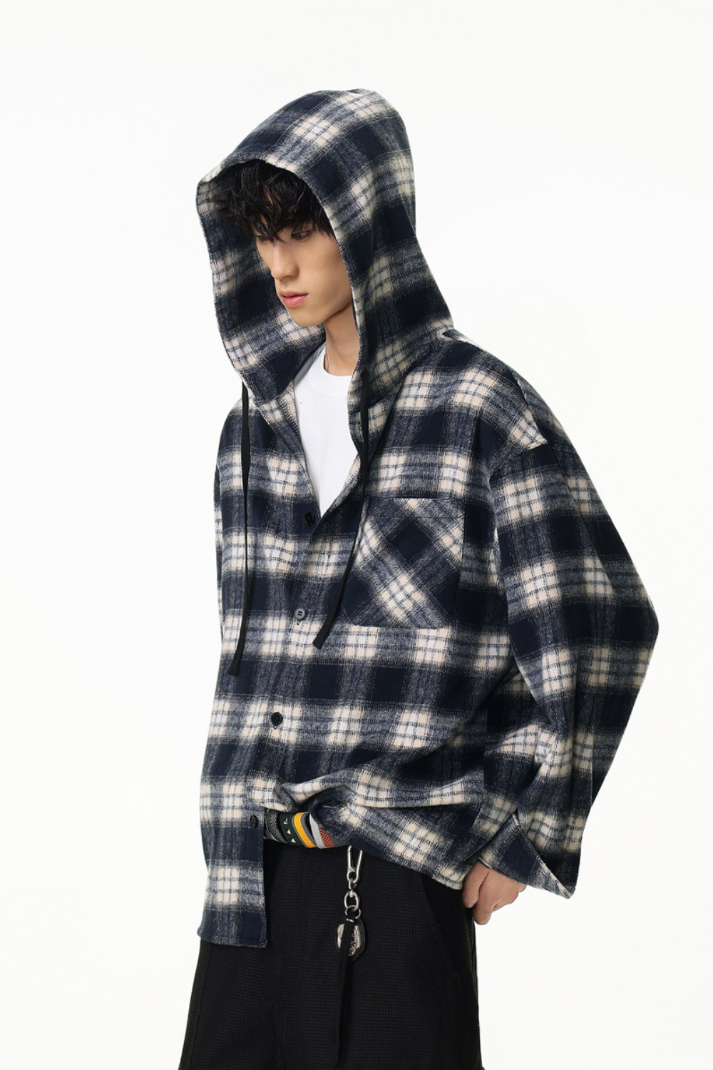 Checked Hooded Overshirt