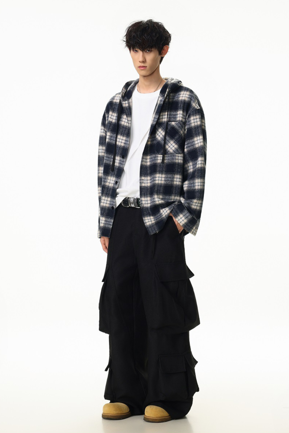 Checked Hooded Overshirt