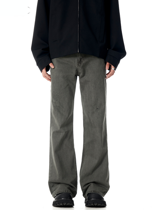 FADE DISTRESS STRAIGHT-LEG JEANS