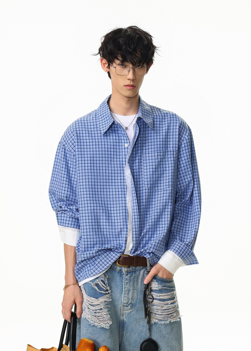 Relaxed Fit Checkered Button-Up Shirt