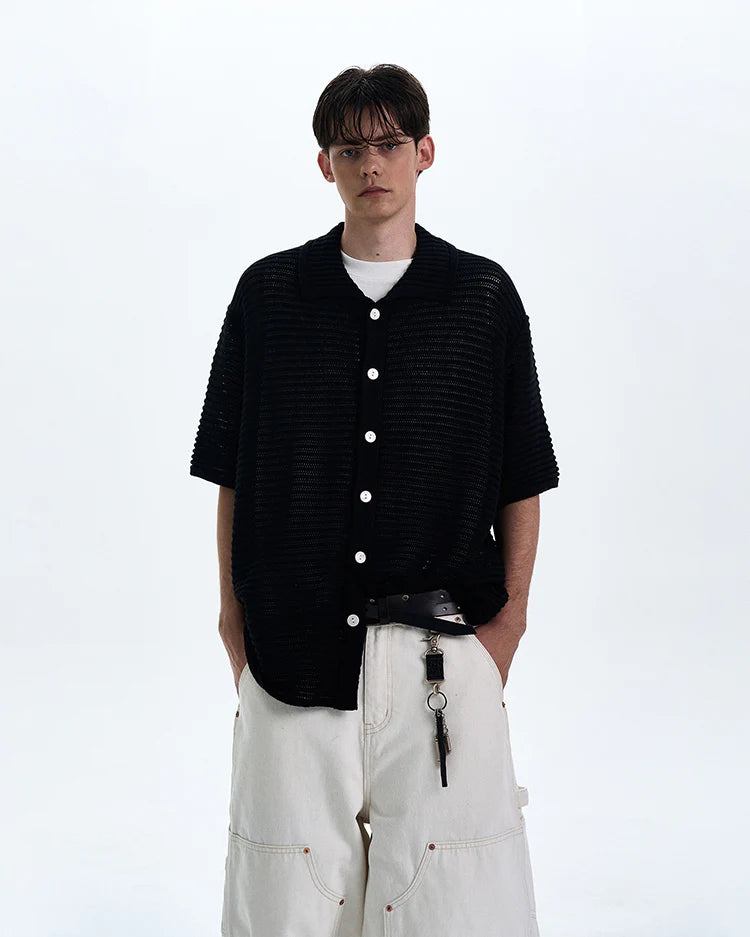 THE OPEN KNIT BUTTON POLO